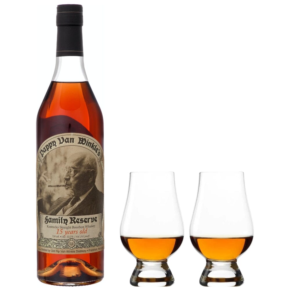 Pappy Van Winkle 15 Year Family Reserve and Glencairn Whiskey Glass Set